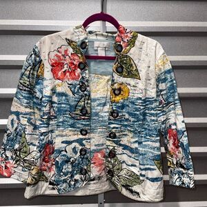 Draper's & Damon multicolor Hawaiian Cape Cod jacket Large ￼